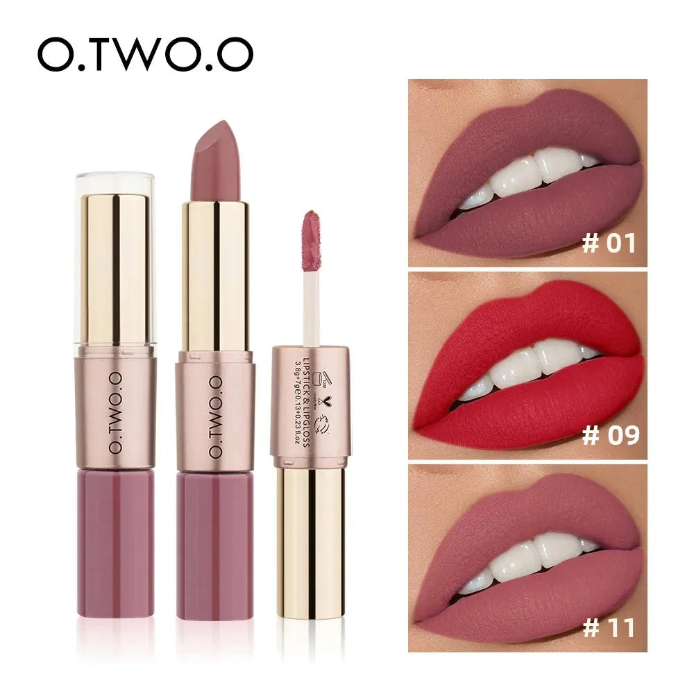 O.TWO.O 2-in-1 Matte Lipstick & Lip Gloss – 12 Colors