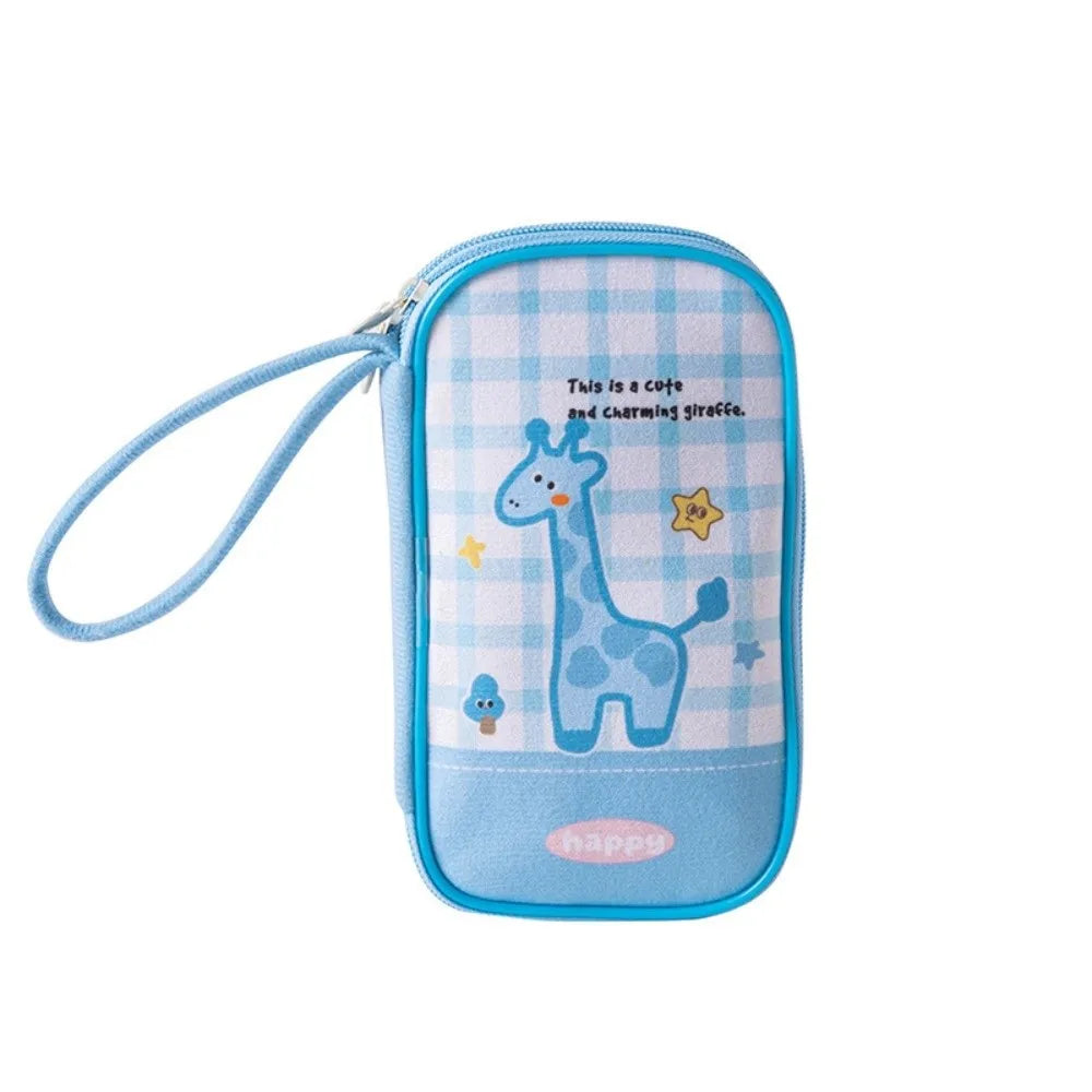 Cartoon Passport Holder Embroidery Waterproof ID Card Storage Bag Multi-layer Large Capacity Documents Passport Organizer Oasis Select Blue
