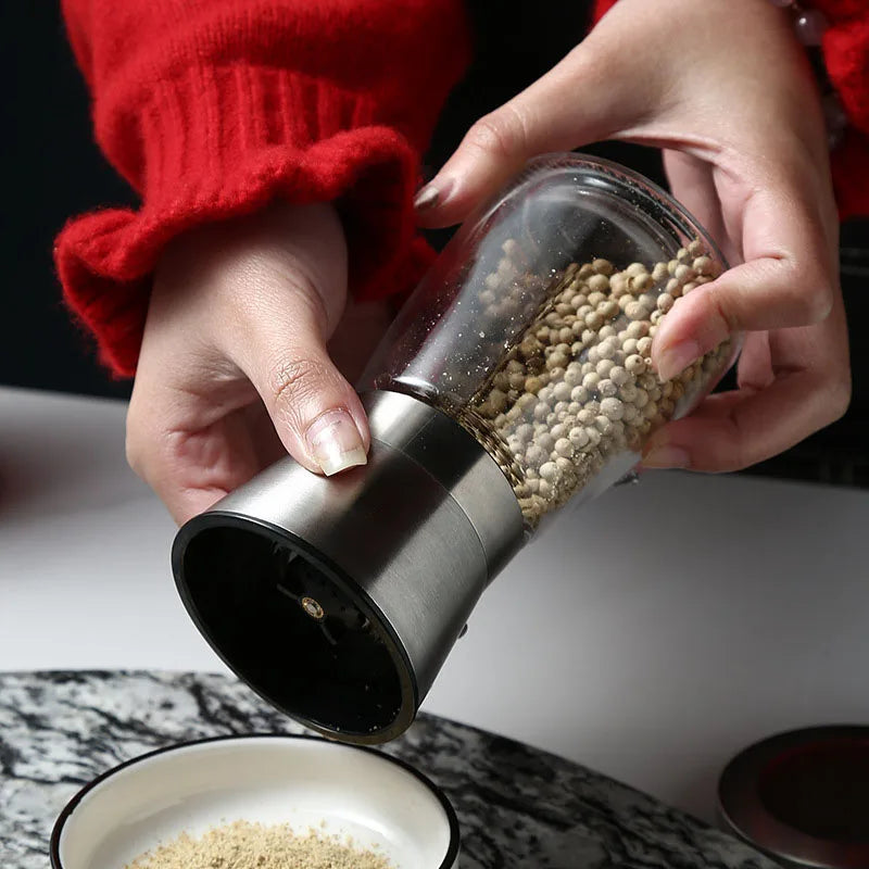 1pc Stainless Steel Pepper Grinder, Seasoning Bottle, Glass Seasoning Bottle, Grinder, Crusher Oasis Select