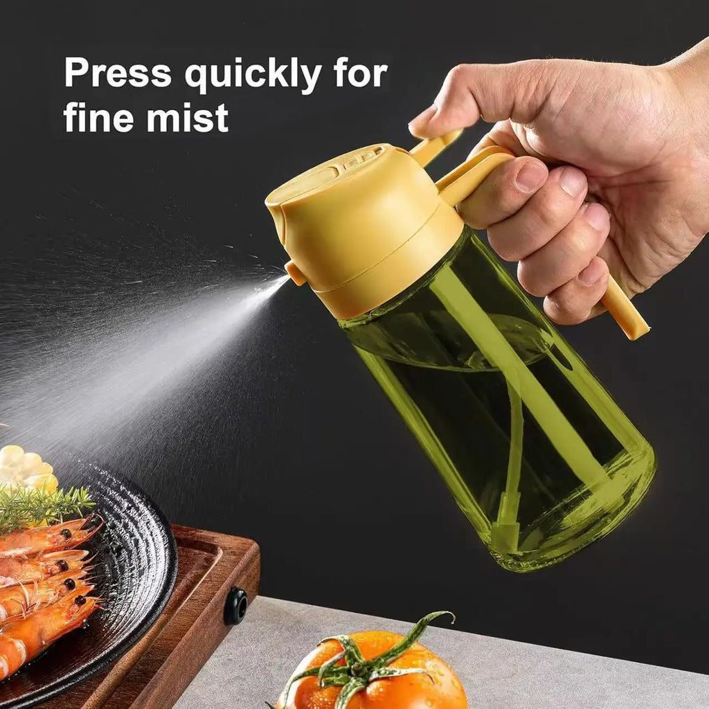 16oz Glass Oil Sprayer & Dispenser – Leakproof 2-in-1 Bottle