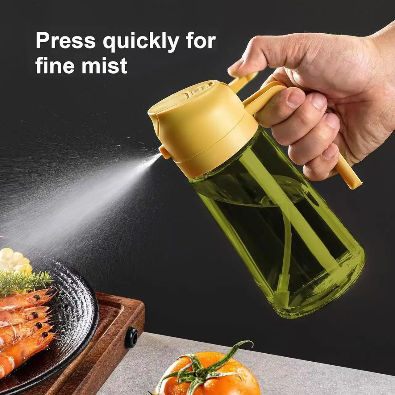 16oz Glass Oil Sprayer & Dispenser – Leakproof 2-in-1 Bottle
