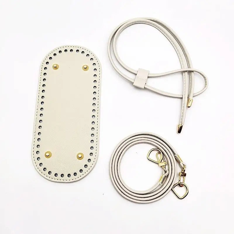 Crochet Handbag DIY Kit – PU Leather Bag Base, Strap & Chain DIY Bag Making Kit Oasis Select Beige