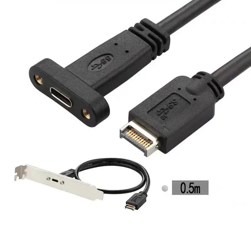 1 Piece Type-E To USB-C Type C Female Connector Extension Wire Cable With Panel Mount Screw 30/50cm USB 3.2 Front Panel Header Oasis Select