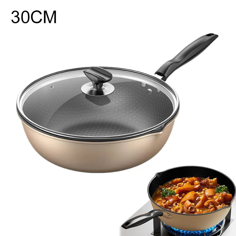 Honeycomb Nonstick Wok – Scratch-Resistant Fry Pan All Stoves