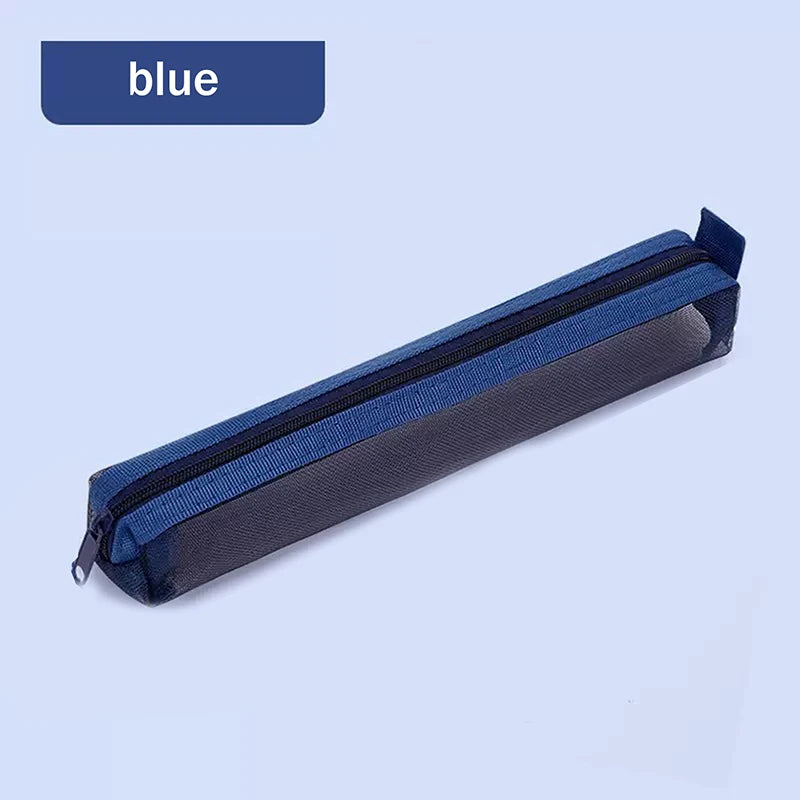 Mesh Travel Cosmetic Storage Bag Toiletries Clear Wash Bag Brush Storage Bag Multi-Functional Square Stationery Pencil Pouch Oasis Select Blue