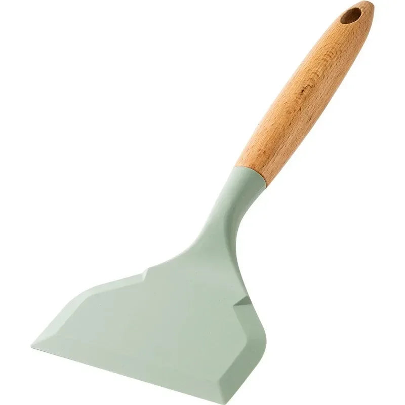 Silicone Spatula Cooking Utensils Beef Meat Egg Kitchen Scraper Wide Pizza Shovel Frying Non Stick Spatula Kitchenware Tools Oasis Select green