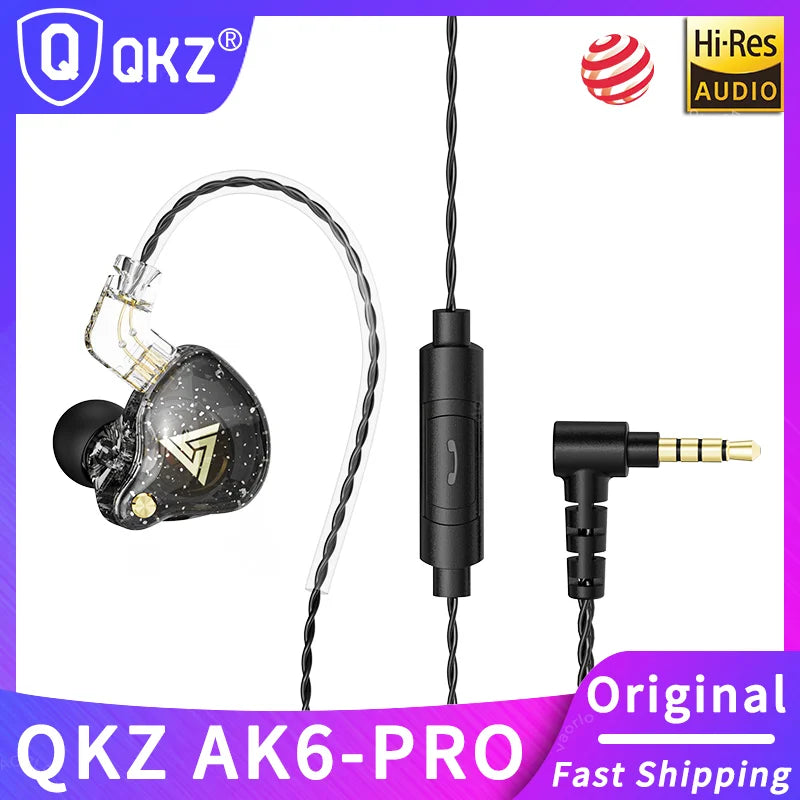 Original QKZ AK6 PRO Wired Earphone HIFI Stereo Headset With MIC HD Call 3.5mm AUX In-Ear Music Game Sports Headphones Oasis Select