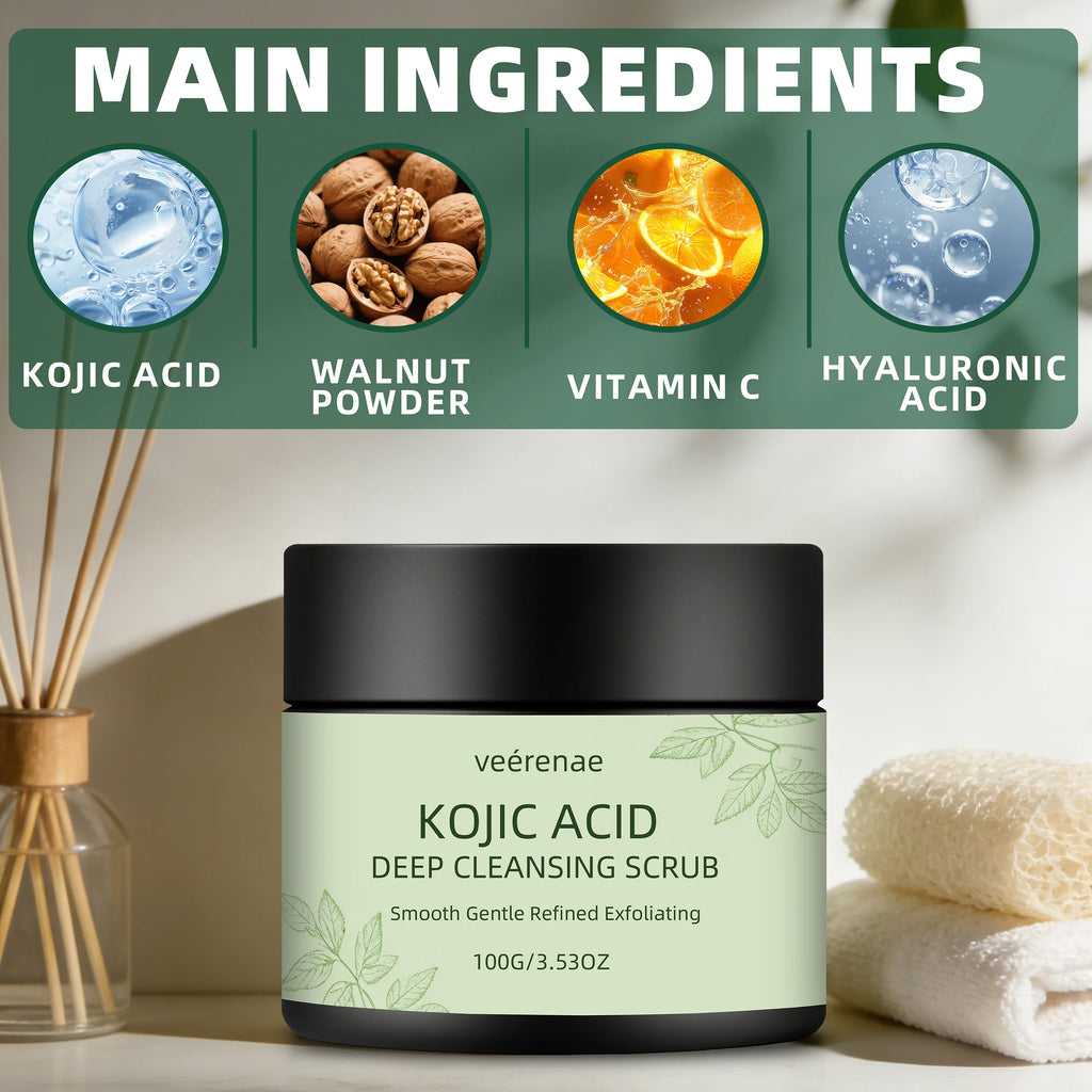 Veerenae Kojic Acid Cleansing Scrub – Face & Body Exfoliator