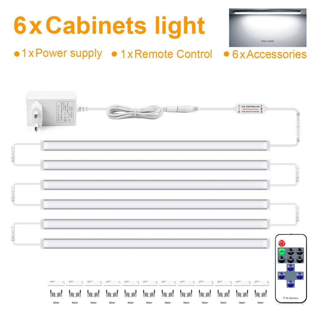 12V Dimmable LED Light Bar 30CM 40CM 50CM White/Warm White Lamp Tube with RF Remote Control Dimmer For Kitchen Bedroom Lighting Oasis Select 50cm 6Pcs LED Bar White