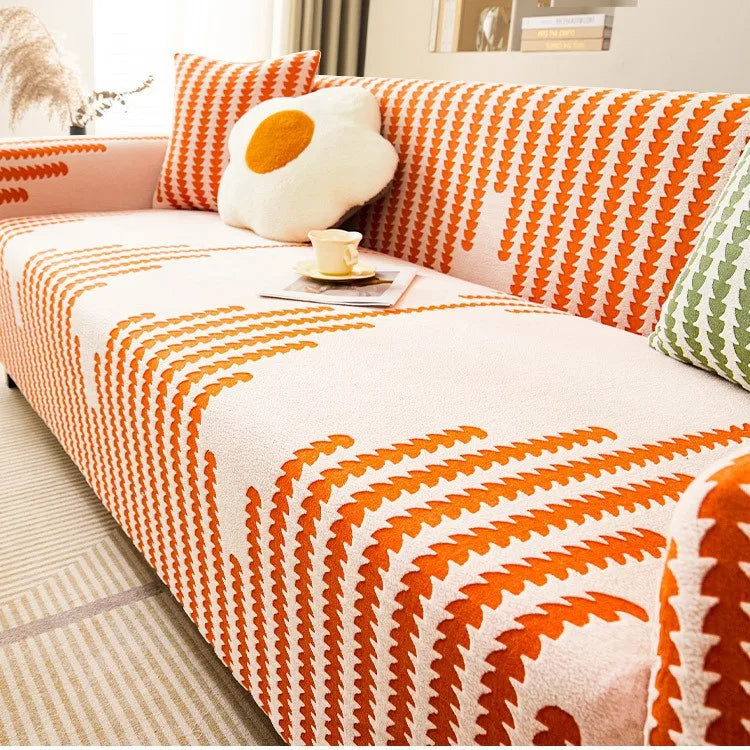 New All-inclusive Anti-cat Scratch Elastic Sofa Cover, One-piece Anti-slip Sofa Protective Cover Cover Sofa Oasis Select 5 people 305-360cm bright orange