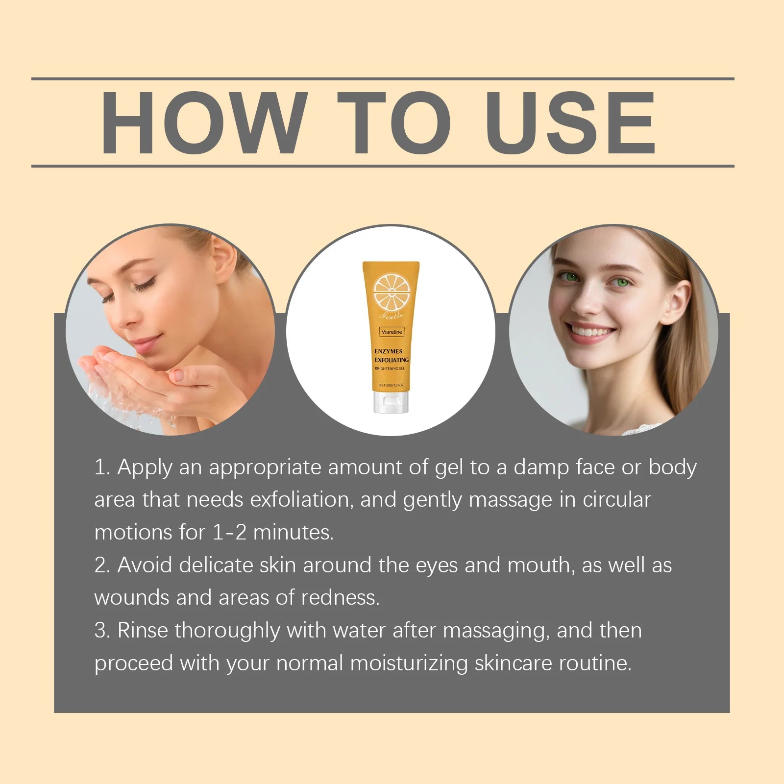 VIARELINE Face Clean Gel Exfoliate Remove Dead Skin Shrink Pores Brighten Control Oil Wh-iten Massage Refresh Facial Nourish Gel Oasis Select