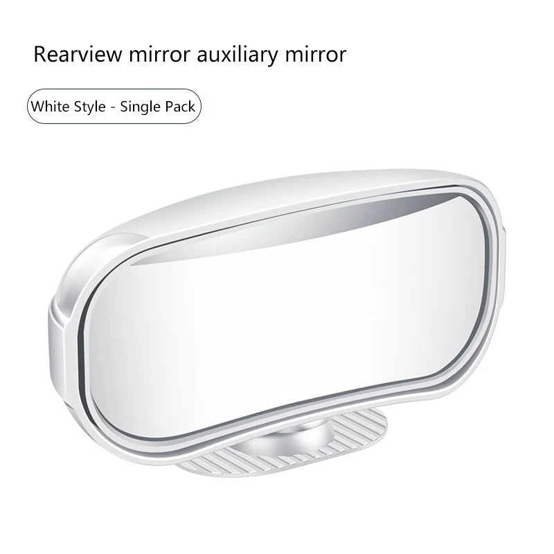 1PC Car Mirror Auxiliary Rear View Mirror Wide Angle Side Rear Mirrors Reverse Blind Spot 360° Adjustable Car Accessories Oasis Select White