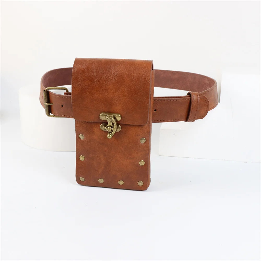 4PCS/1PCS MedievalCosplayLeather Belt Copper Coin Waist Bag Renaissance Dress Steam Belt Role Playing Halloween Belt Set Cosplay Oasis Select