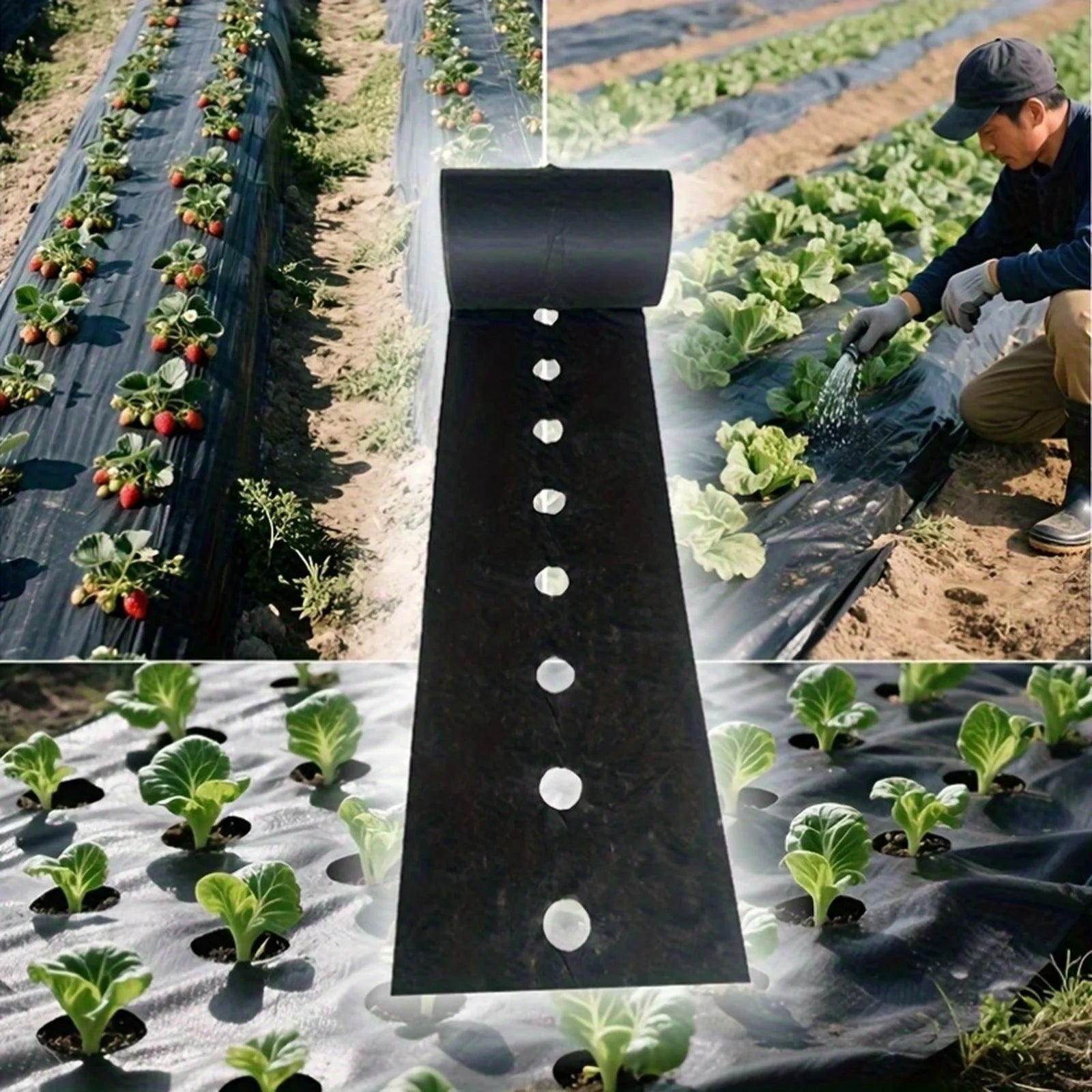 Black Weed Control Cloth with Planting Holes – 60cm x 10m Weed Control Fabric Oasis Select