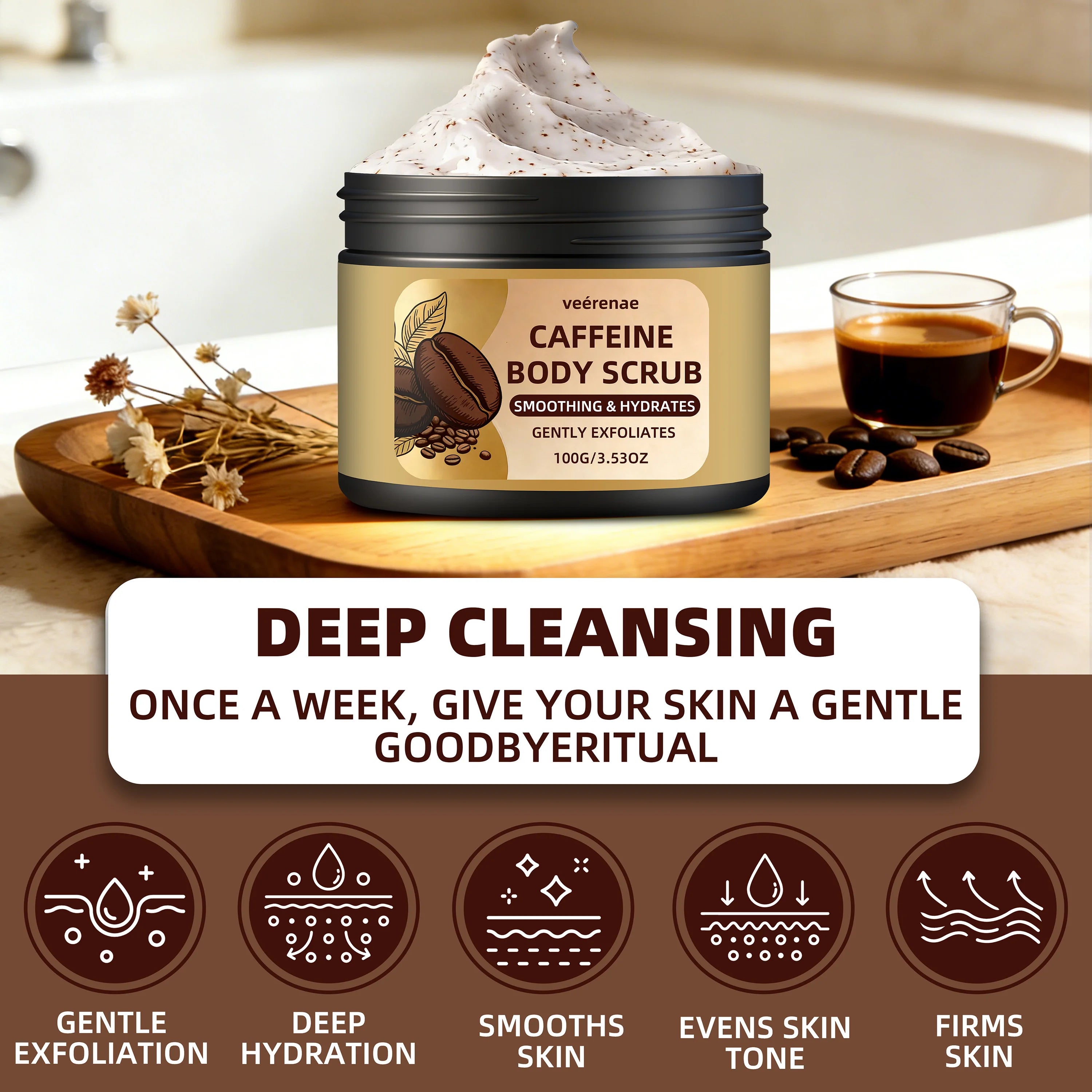 veérenae Caffeine Coffee Body Scrub – Smooth & Radiant Skin