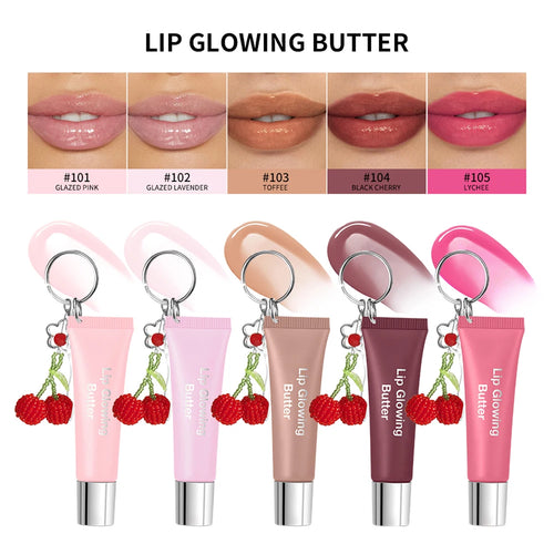 2 in 1 Lip Keychain Gloss Long Lasting Moisturizing Butter Pink Nourish Makeup Care Hydrating Glowing Shine Lipstick Cosmetics Oasis Select