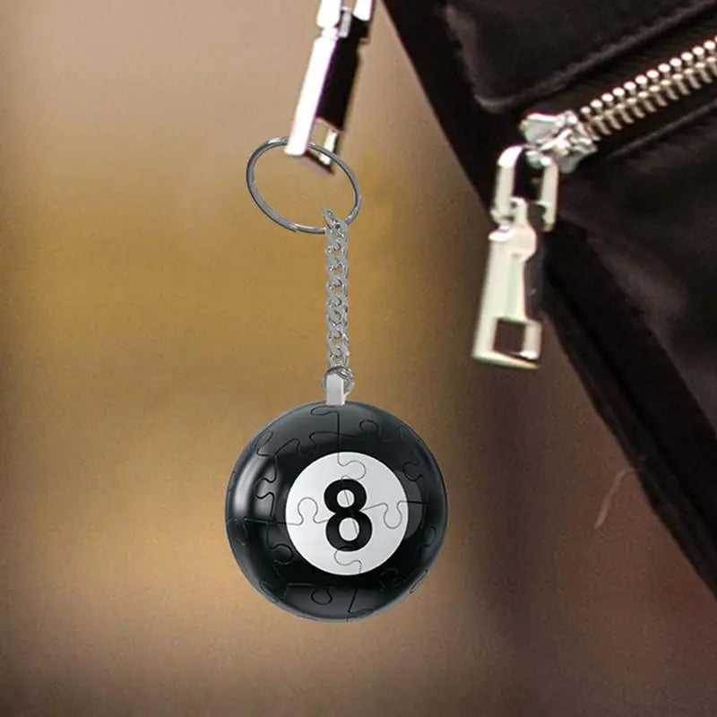 car Keychain 3D Jigsaw Puzzle Ball Black 8 Ball Puzzle Sphere Keychain Bag Pendant for Billiards Enthusiasts Backpack Accessory Oasis Select