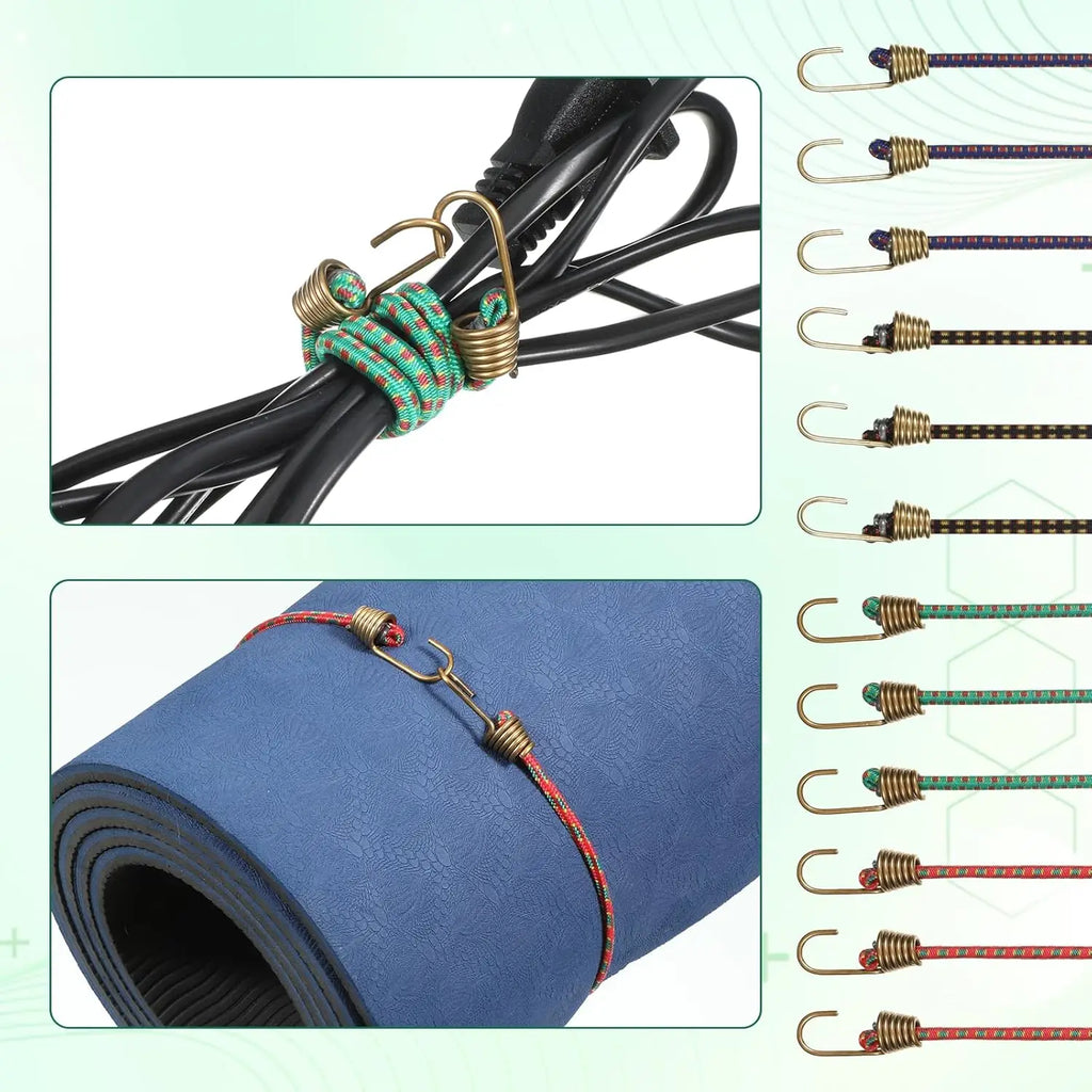 3/6/12 PCS Latex Bungee Cords with Steel Hooks Stretchy Elastic Straps for Tarp Canopy Motorcycle Cargo Party Ornament Hanging Oasis Select