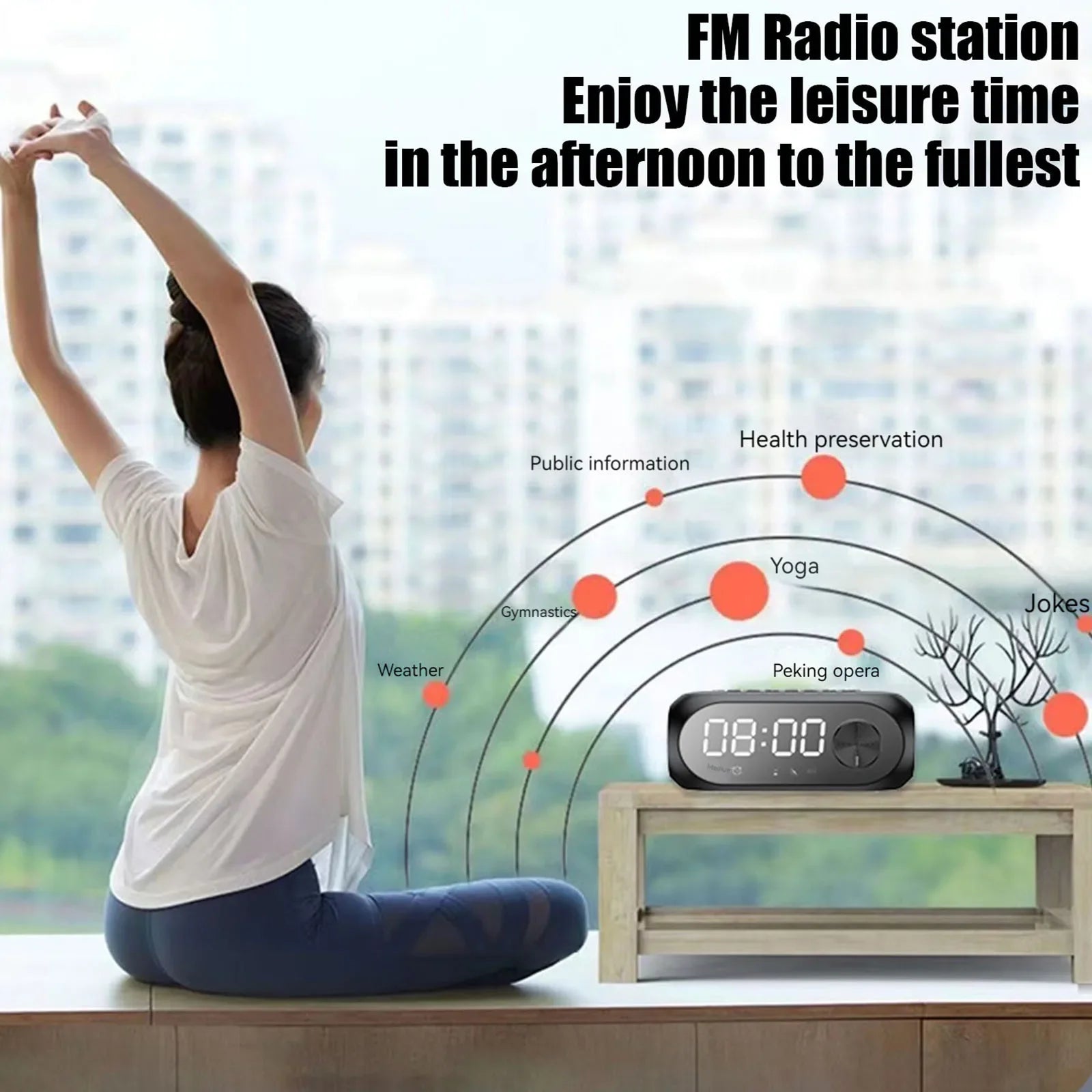 AyeBeau Bluetooth Speaker Alarm Clock FM Radio LED Display