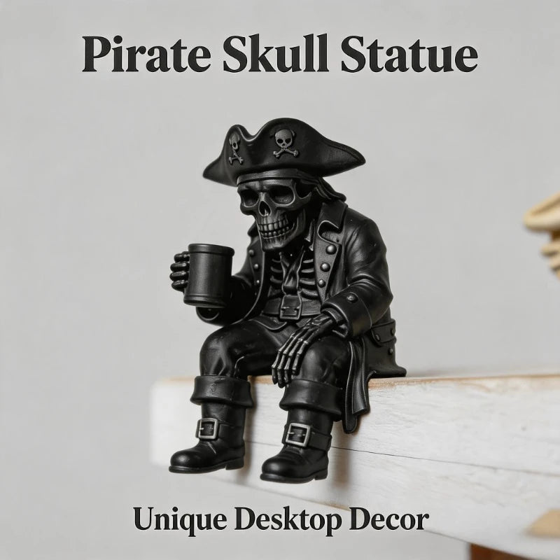 Gothic Pirate Skeleton Figurines Funny Pirate Skeleton Shelf Sitter Figurines Home Desk Bookshelf Ornaments Nautical Style Decor Oasis Select