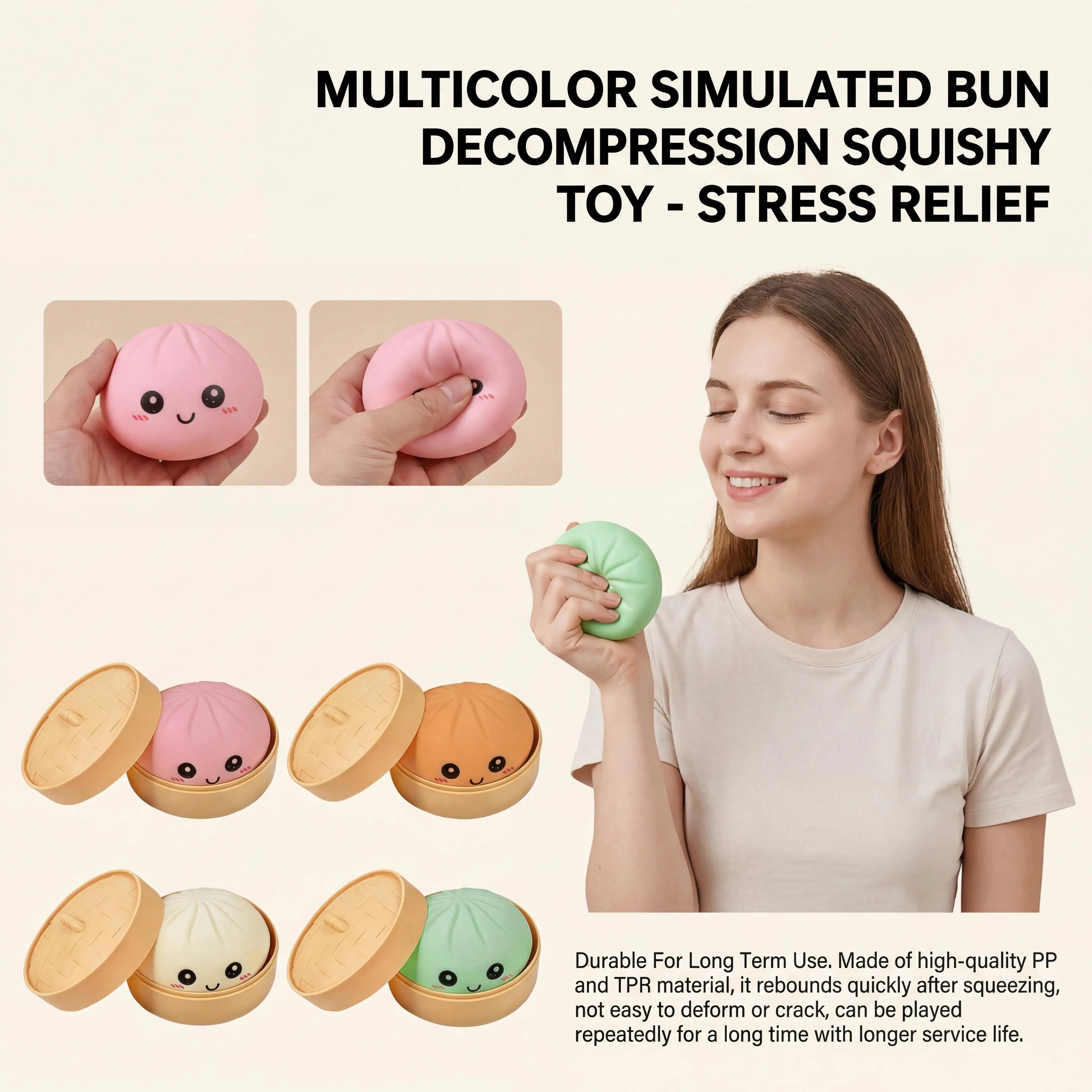 Dumpling Squishy Toy with Steamer – 4 Colors Stress Relief Squishy Stress Toy Oasis Select