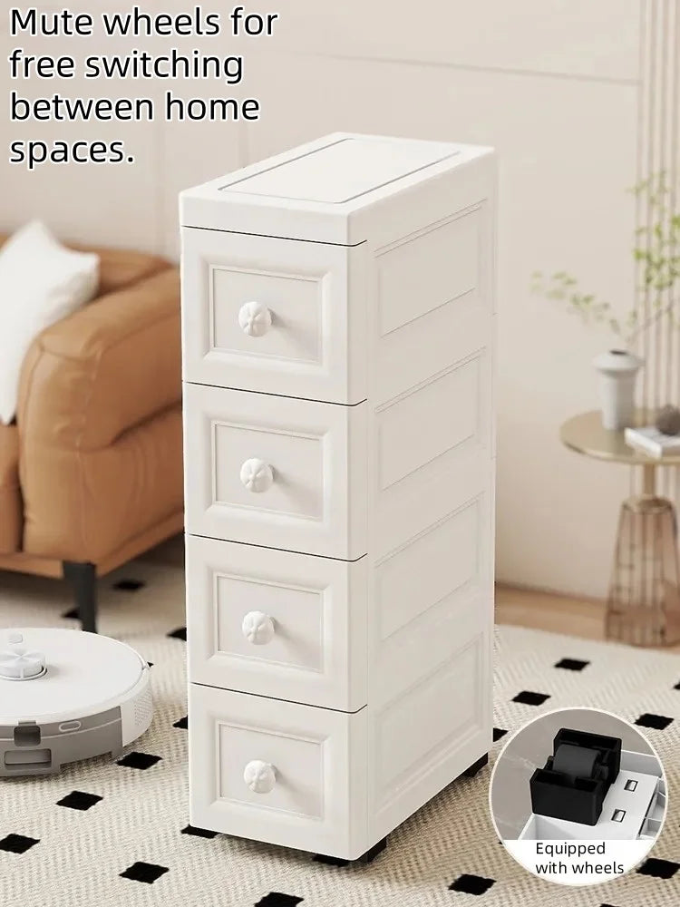 Narrow Storage Box for Kitchen Batoom Organizer Slim storage bin Home utility Closet elf PP Material Versatile Use Oasis Select