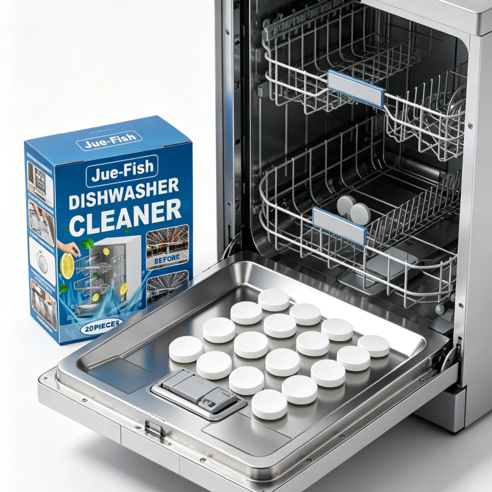 Jue Fish Dishwasher Cleaner Tablets – Descale & Deodorize 20pk Dishwasher Cleaner Tablets Oasis Select