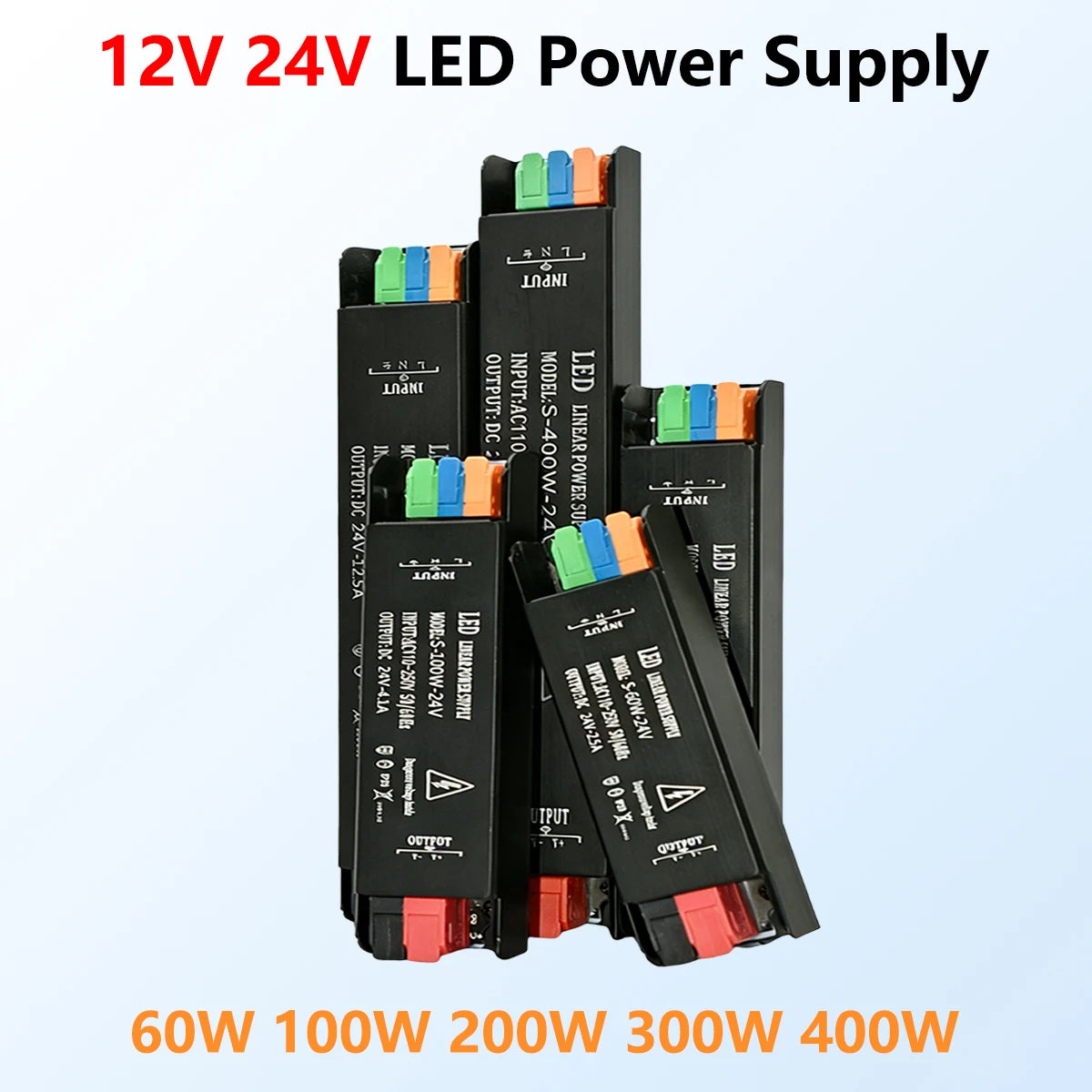 LED Power Supply 12V 24V Transformer AC 220V TO DC 12V 24V Power Supply 60W 100W 200W 300W 400W LED Driver For LED Lights Lamp Oasis Select