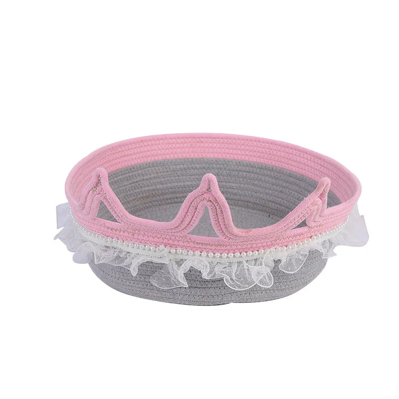 New Princess Style Woven Cat Bed, Four Season Universal, Lace Decor, Scratch Resistant, Washable Pet Nest for Warmth Oasis Select