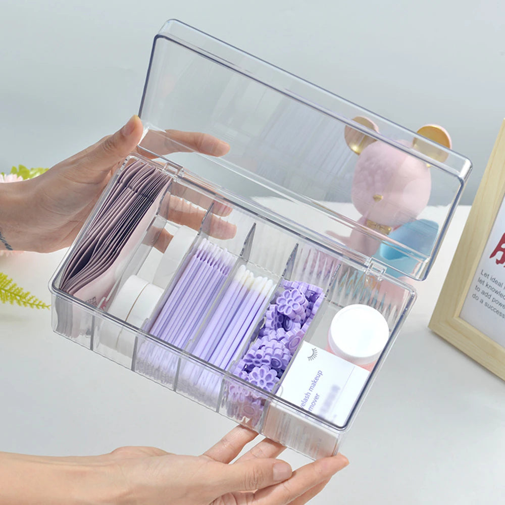 Acrylic Multi-Grid Makeup & Nail Tool Desktop Organizer Box