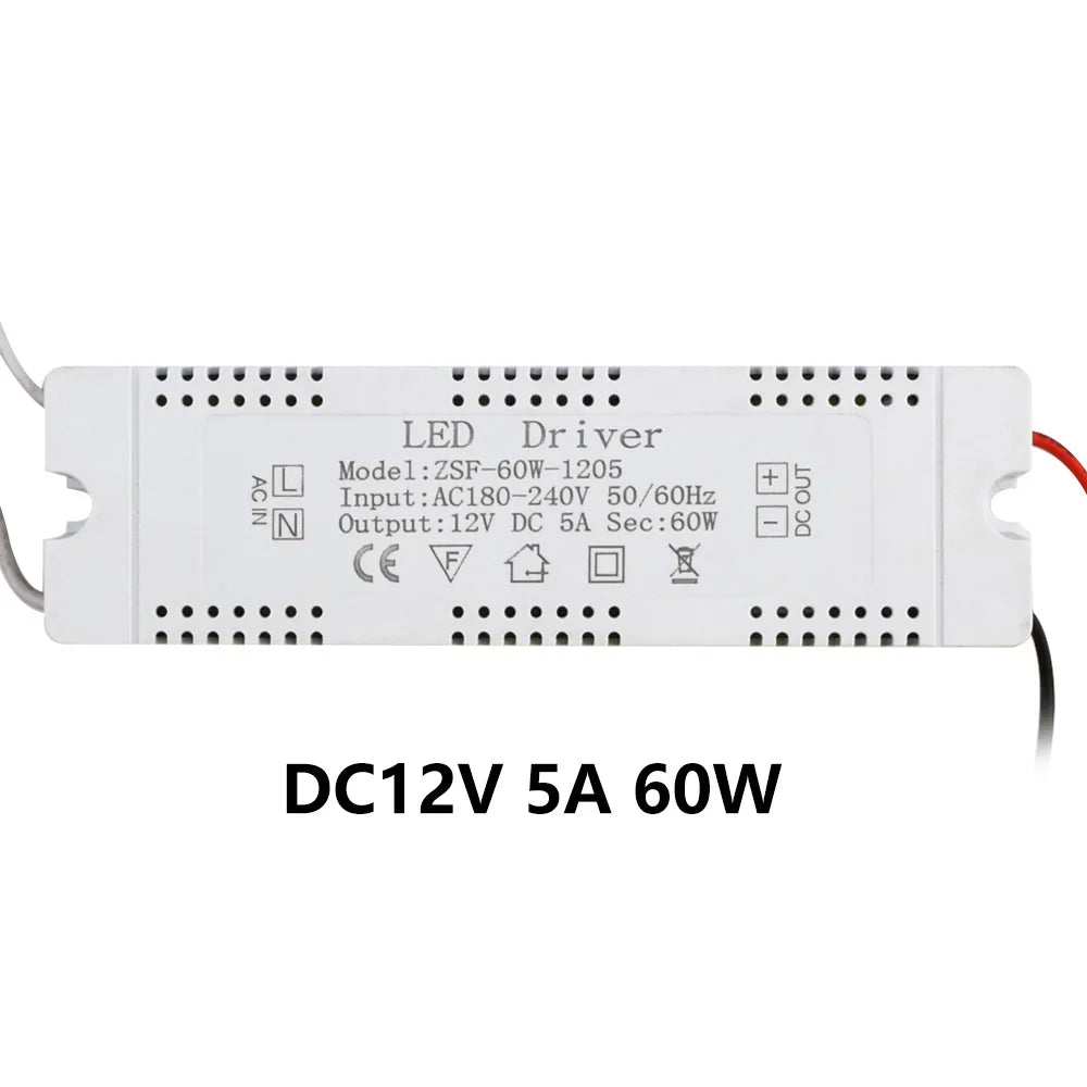 12V 6/12/18/24/36/48/60W LED Driver Constant Voltage Driving Power Supply 0.5/1/1.5/2/3/4/5A Power Supply Lighting Transformers Oasis Select 5A-60W