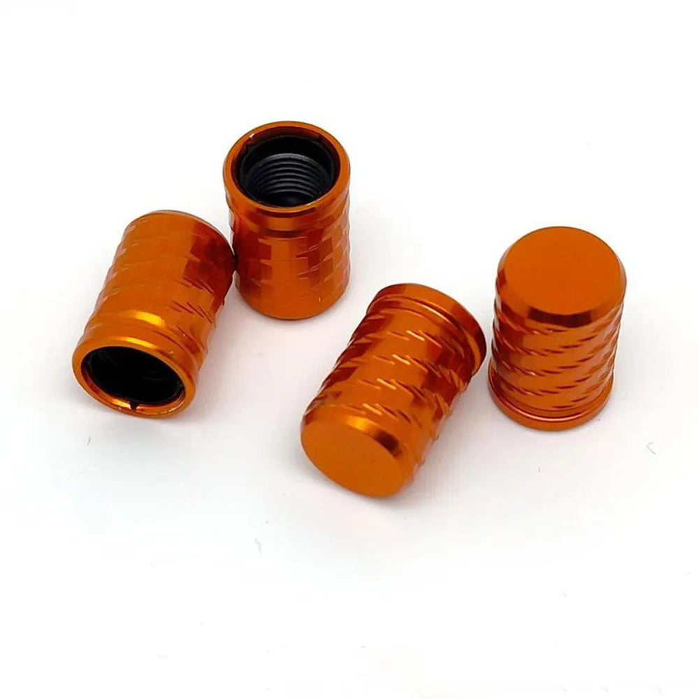 4Pcs Tire Valve Stem Caps Aluminum Alloy with Plastic Inner Liner Corrosion Resistant for Cars Trucks SUVs Motorcycles Bikes Oasis Select Orange-4Pcs