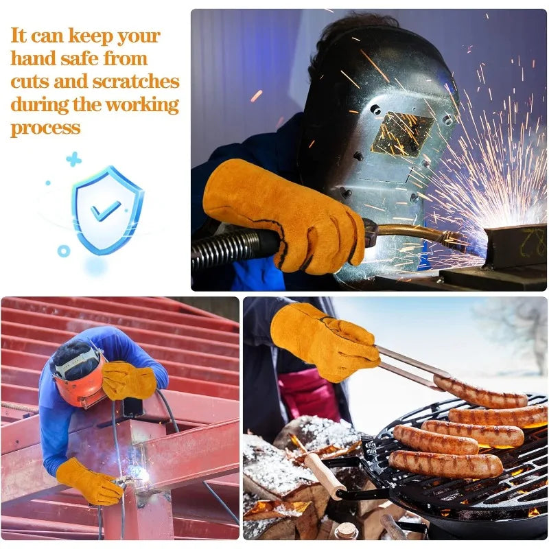 Yellow Flame-retardant Heat-proof Welding Work Gloves Industrial Grade Metal Welding Protector Soldering Welding Tools Oasis Select