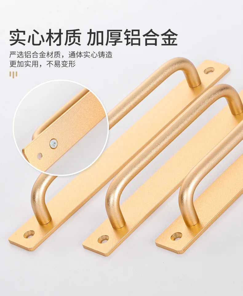 Aluminium Alloy Punch-free Furniture Cabinet Handle Sliding Barn Door Handle Pull And Flush Hardware Set Wood Door Drawer Handle Oasis Select