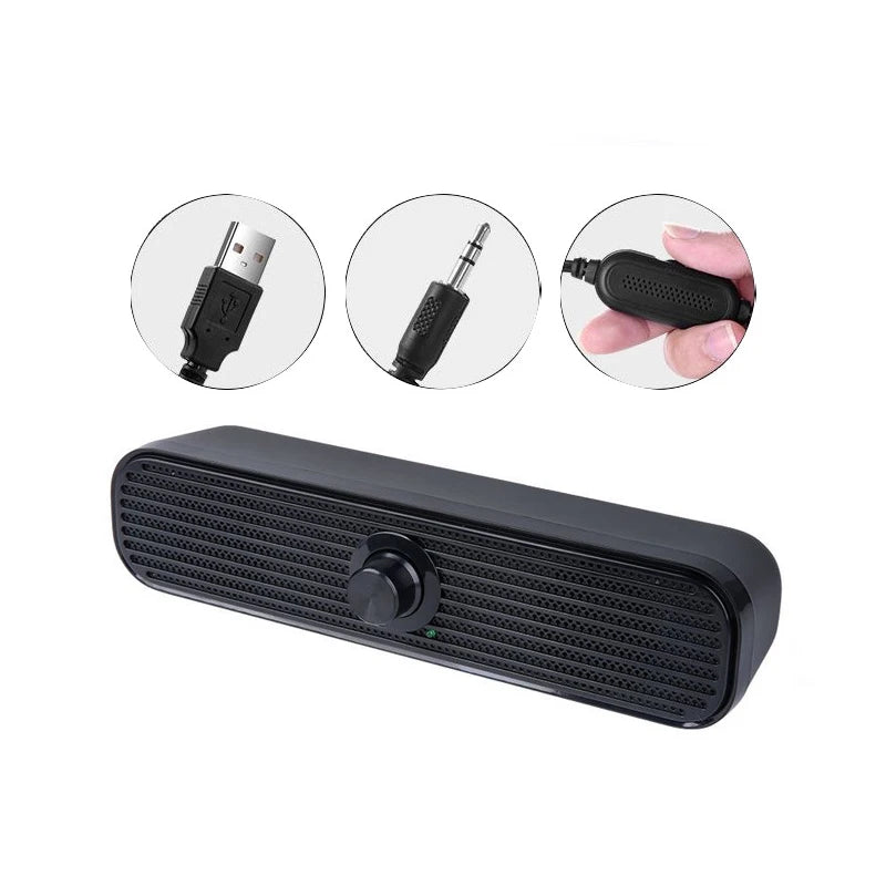 AyeBeau Wired Soundbar Speaker for PC TV Laptop | 2.0 USB Audio