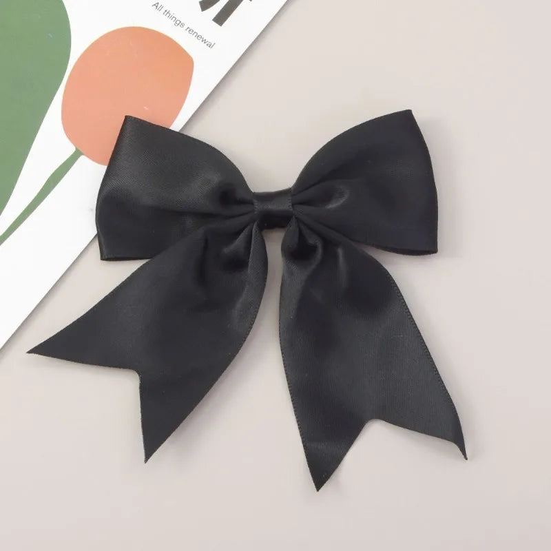Bohemian Solid Color Satin Bow Hair Clips, Fashionable Hair Accessories for Women Girls, Easy-to-Use Design for Daily Hairstyles Oasis Select Alloy Turquoise
