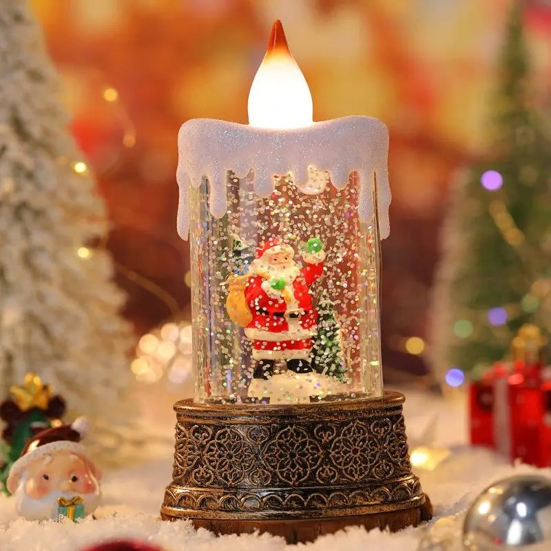 Christmas Illuminated Night Lights Decorate The Desktop with Snowflake and Christmas Wind Lanterns Creating A Festive Atmosphere Oasis Select Backpack old man 14.6cm