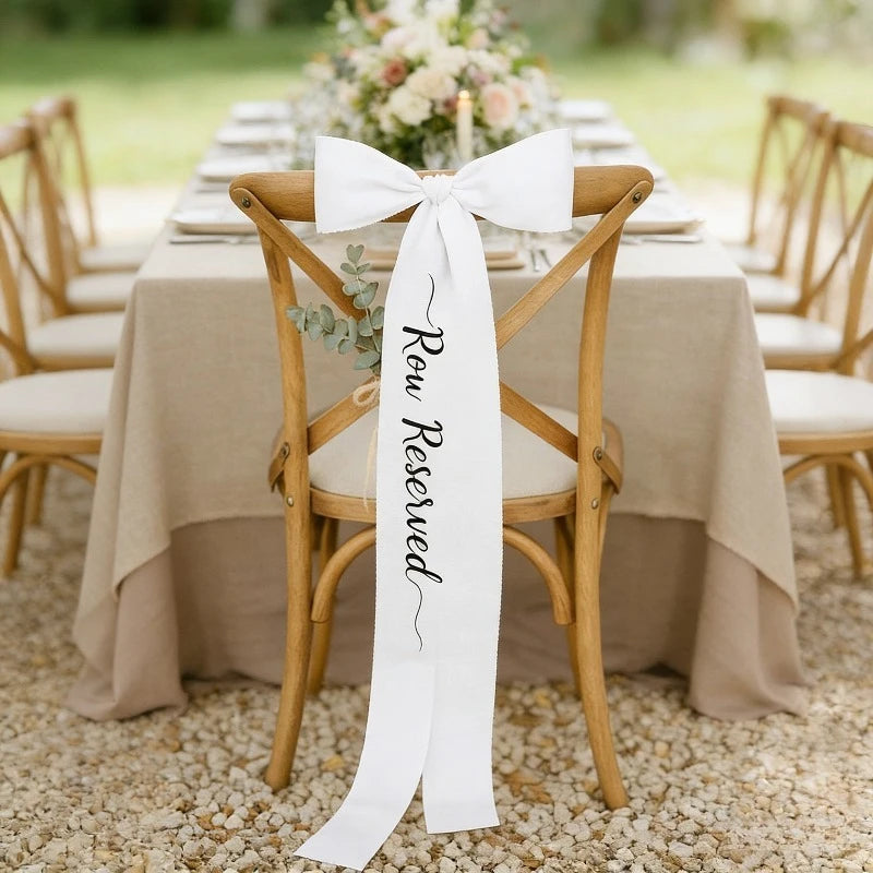 Reserved Chair Bow Ribbon Memorial Wedding Sign Ceremony Reception Decoration Bachelorette Party Seating Marker Ribbon Oasis Select