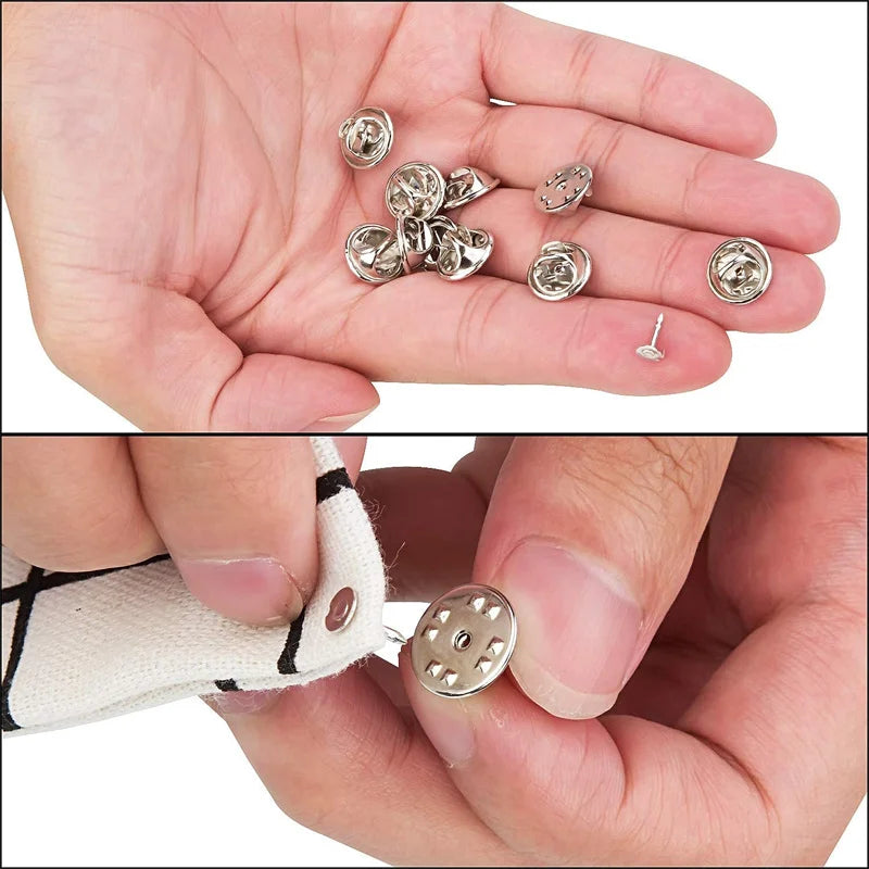 100pcs/Lot Metal Brooch Base Pin Back Squeeze Badge Holder Butterfly Clasp For DIY Handmade Jewelry Making Crafts Accessories Oasis Select
