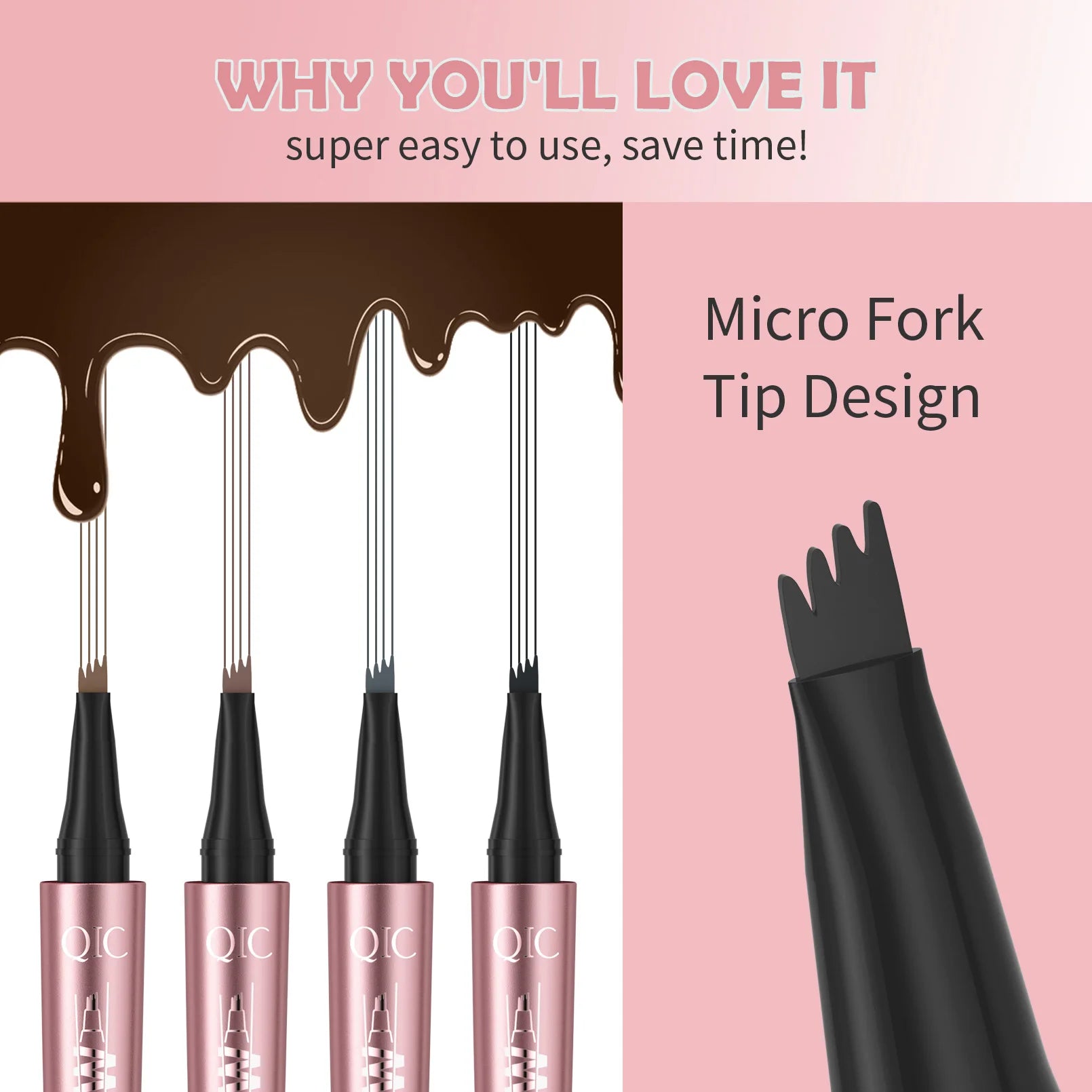 QIC Waterproof Microblading Eyebrow Pen | 4-Tip, 6 Colors