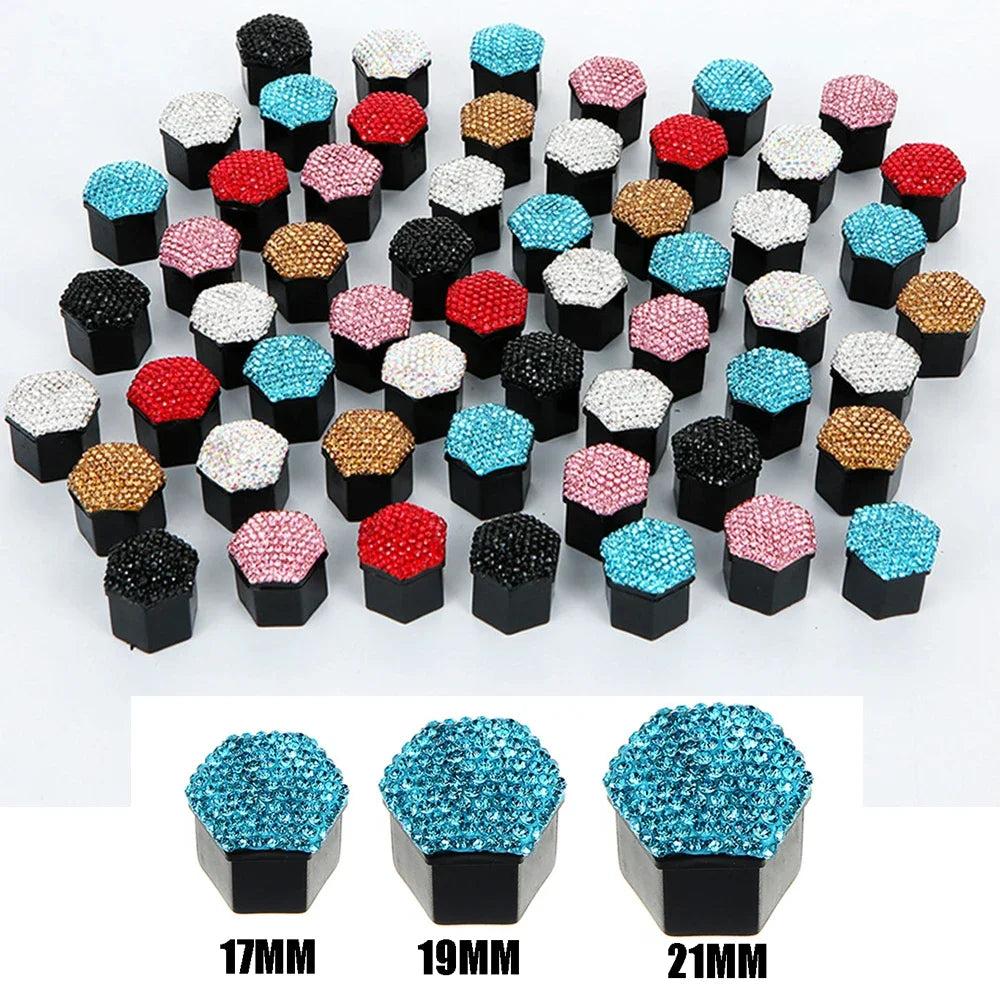1Set Car Tire Screw Protection Cover Diamond-studded Hub Caps Anti-Rust Wheel Nut Rim Cover Wheel Nut Caps Gift for New Car Oasis Select