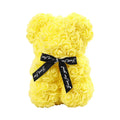 Eternal Rose Teddy Bear with Artificial Flower Birthday Anniversary Gift Decor Miniature Keepsake for Girlfriend Valentine Day Oasis Select YELLOW
