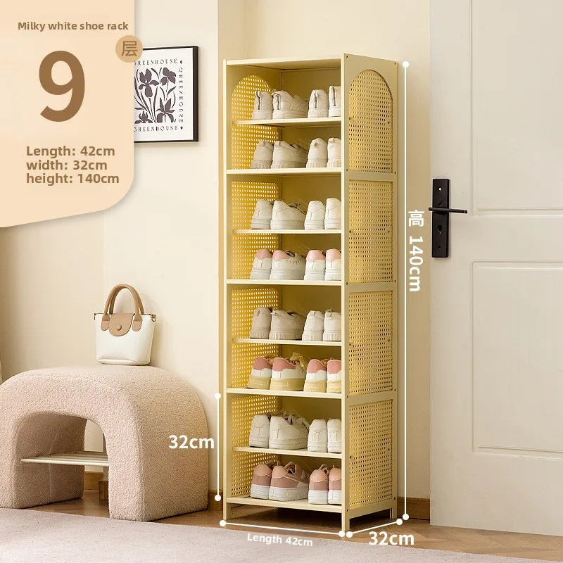 Simple shoe cabinet home door multi-layer baffle shoe rack corridor entrance economical home storage simple shoe cabinet Oasis Select Milk White 9-42