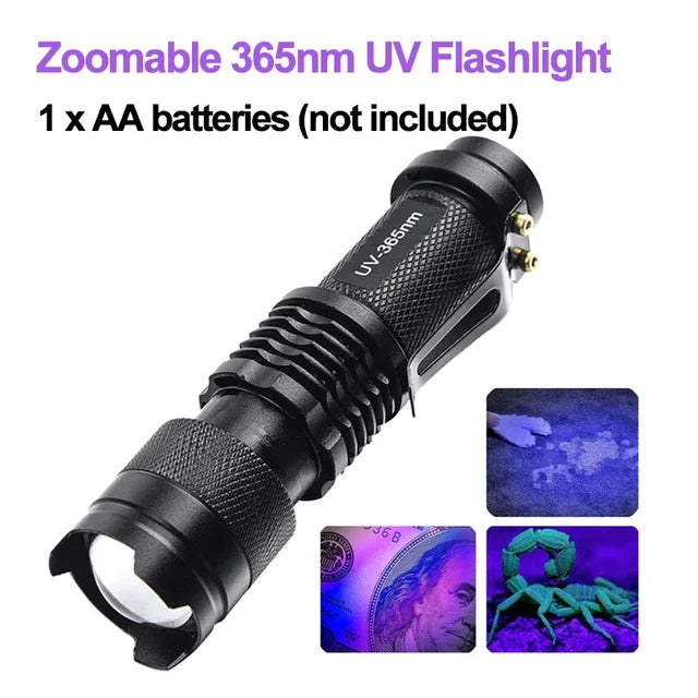 ESMARTER UV Blacklight Flashlight 365/395nm – Zoomable Torch
