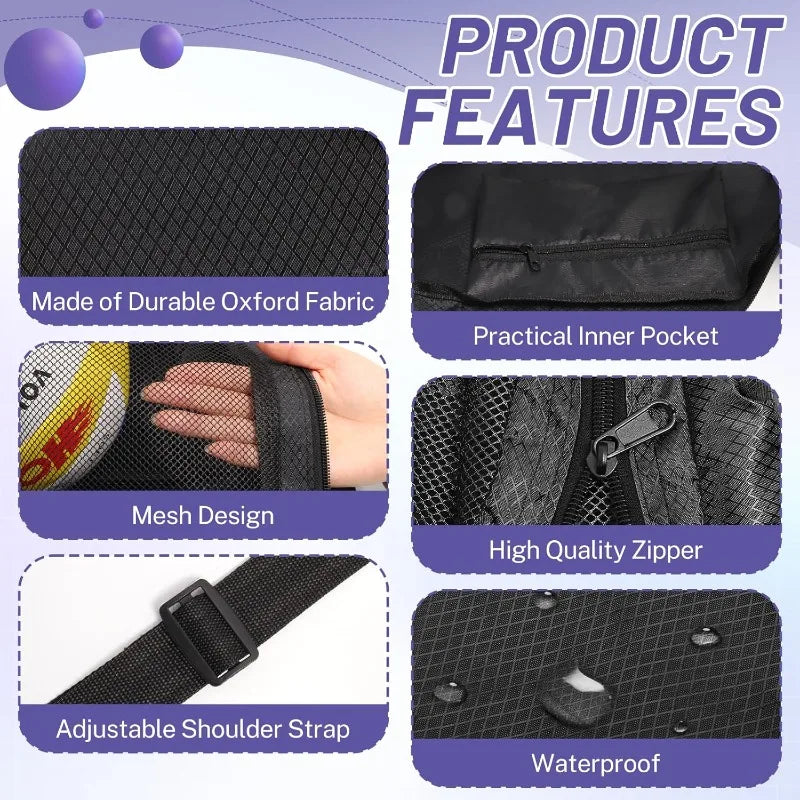Anti-Tear Mesh Durable Single Ball Bag Fits Size 7 Basketball Soccer Volleyball Crossbody Carrier With Adjustable Strap & Zipper Oasis Select