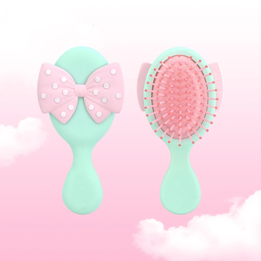 Mini Bow Air Cushion Hairbrush – Anti-Static Detangler Comb Air Cushion Hairbrush Oasis Select BD3140-B-green