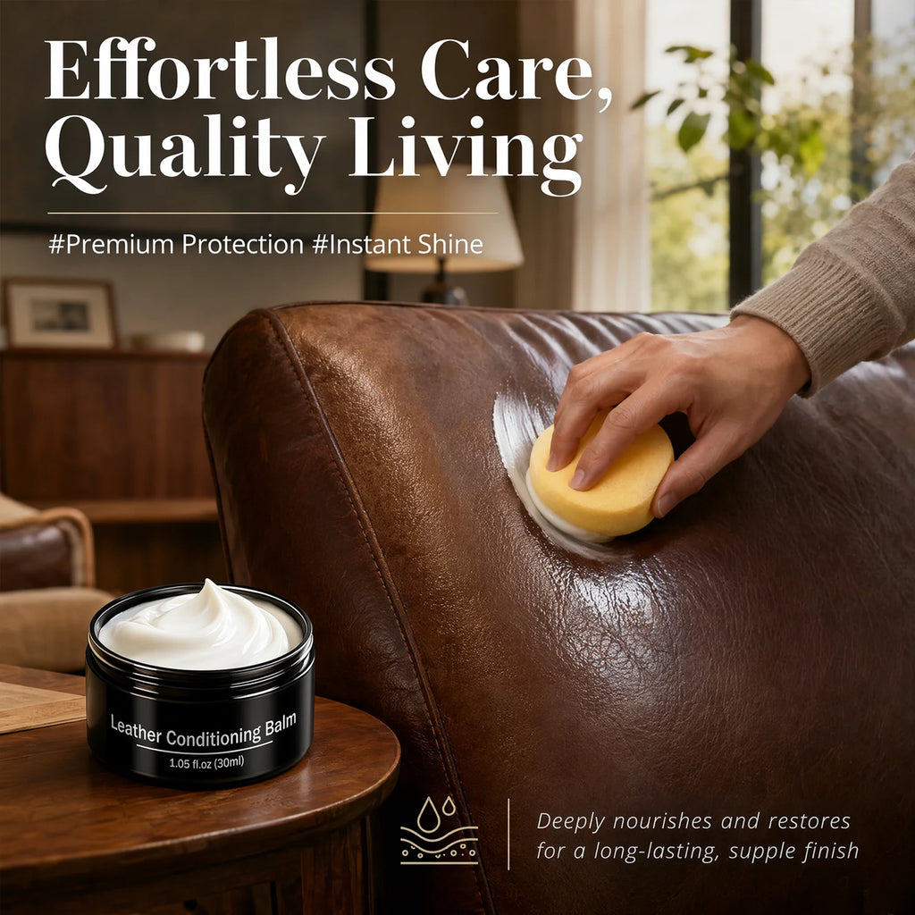 Leather Conditioning Balm Kit with Sponge – Softens & Buffs