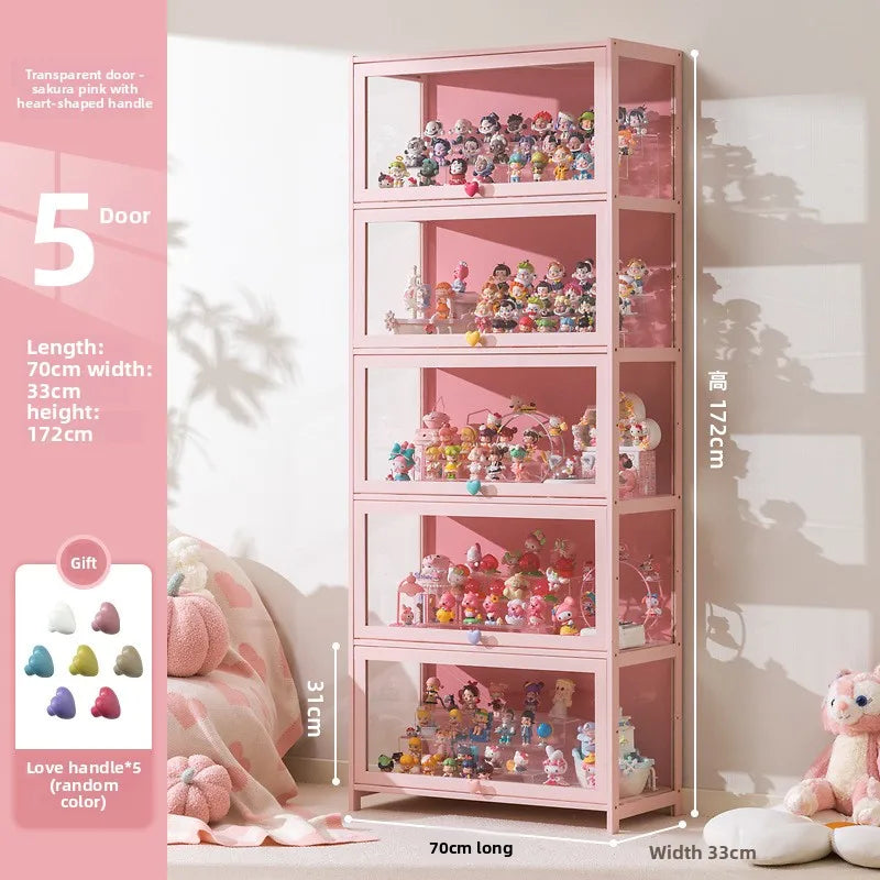 Display cabinet Household blind box ornament Pain cabinet decoration Dust-proof glass display stand Living room model cabinet Oasis Select Five doors 70 long