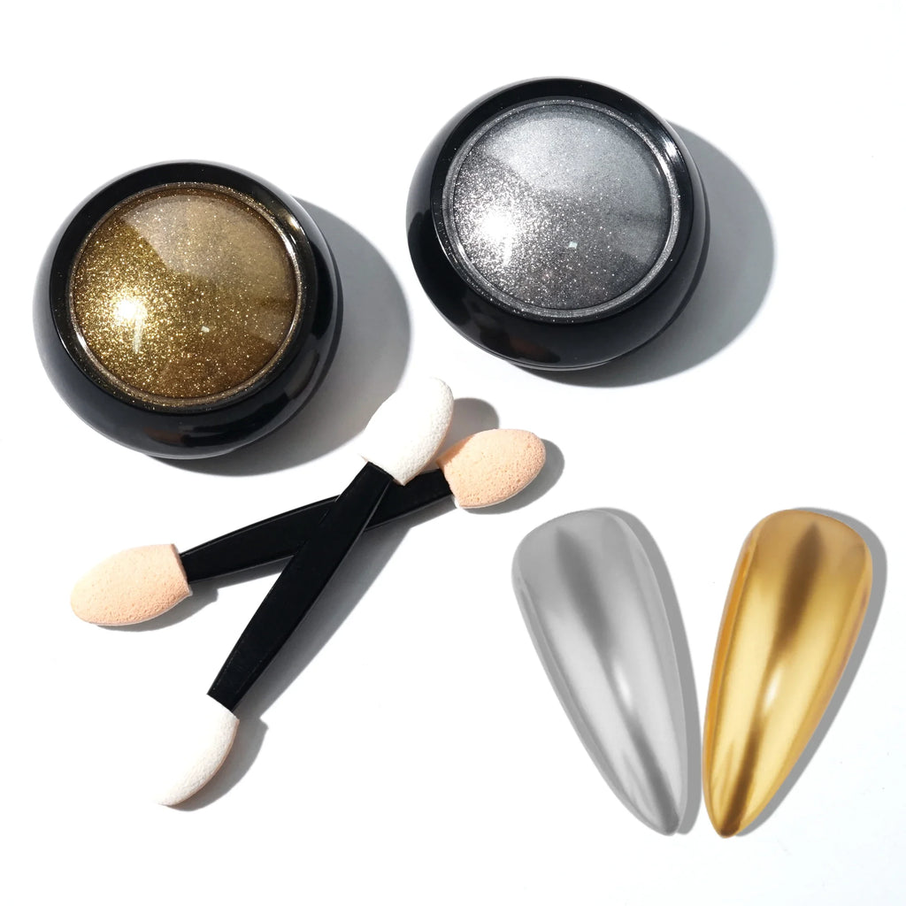 1pcs Nail Glitter Metallic Rubbing Dust Gel Polish Pigment Shinning Metal Manicure Decor Magic Mirror Powder Gold Silver Chrome Oasis Select