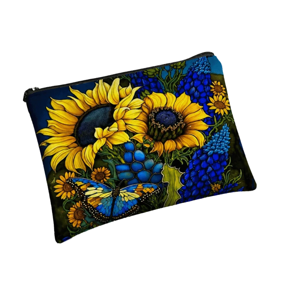 Floral Canvas Makeup Bag – Large Zipper Cosmetics Organizer